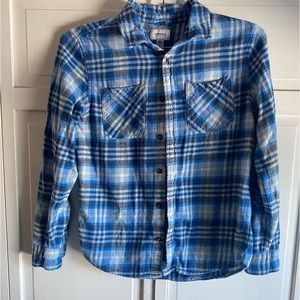 COPY - boys blue plaid flannel stirt